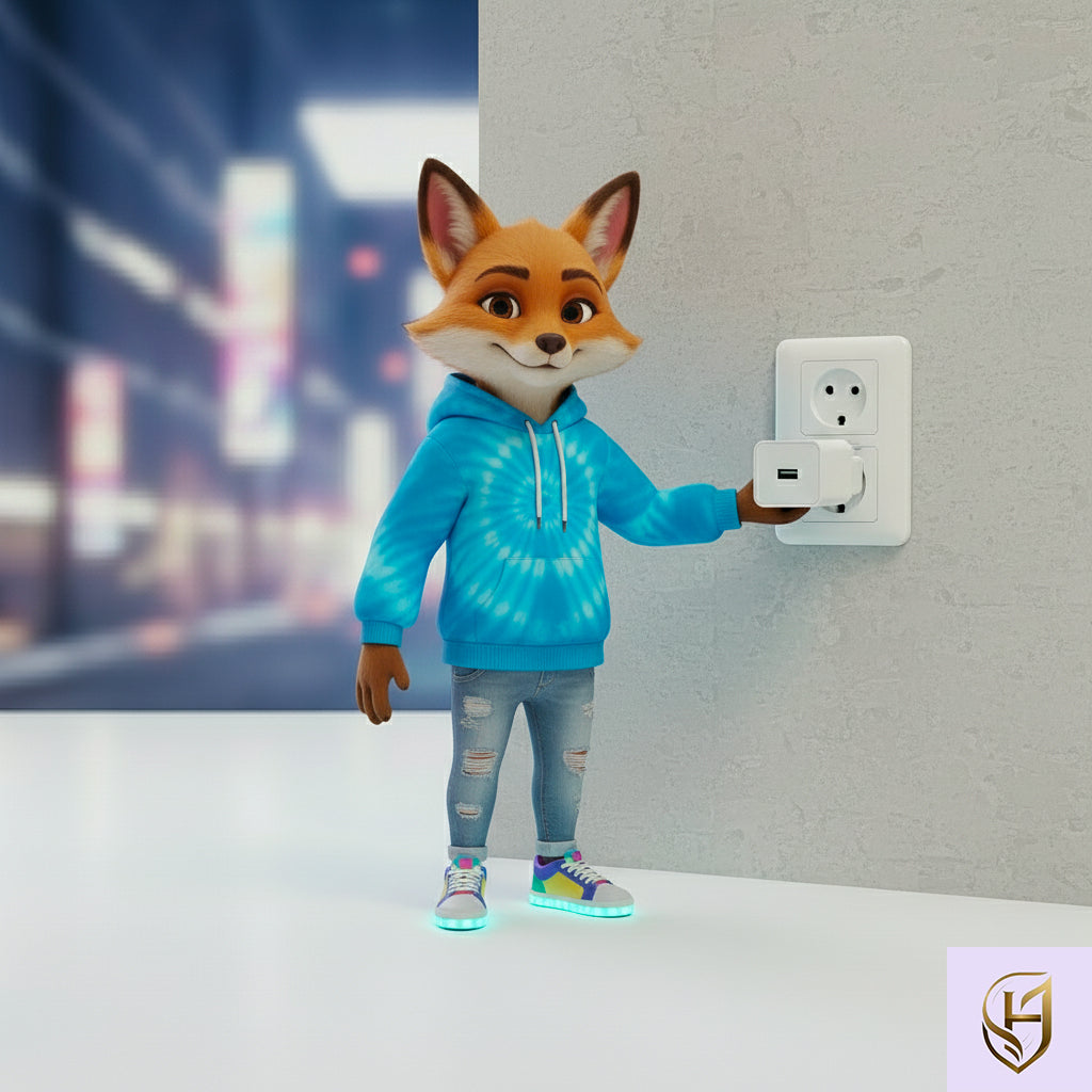 Adaptateur secteur blanc, chargeur pratique et élégant pour brancher et alimenter vos appareils électroniques.