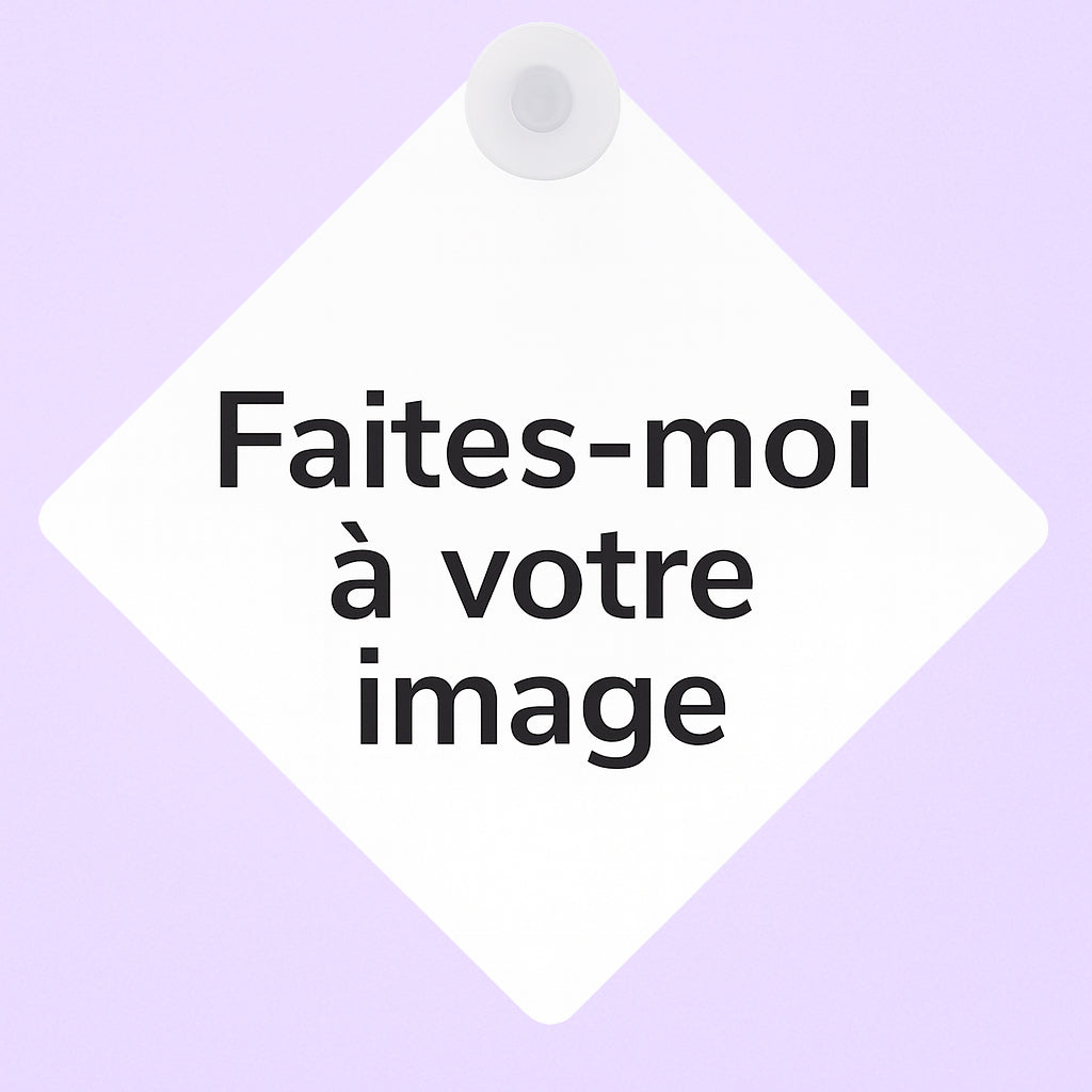 Panneau ventouse personnalisé avec prénom, parfait pour voiture, chambre ou bureau.