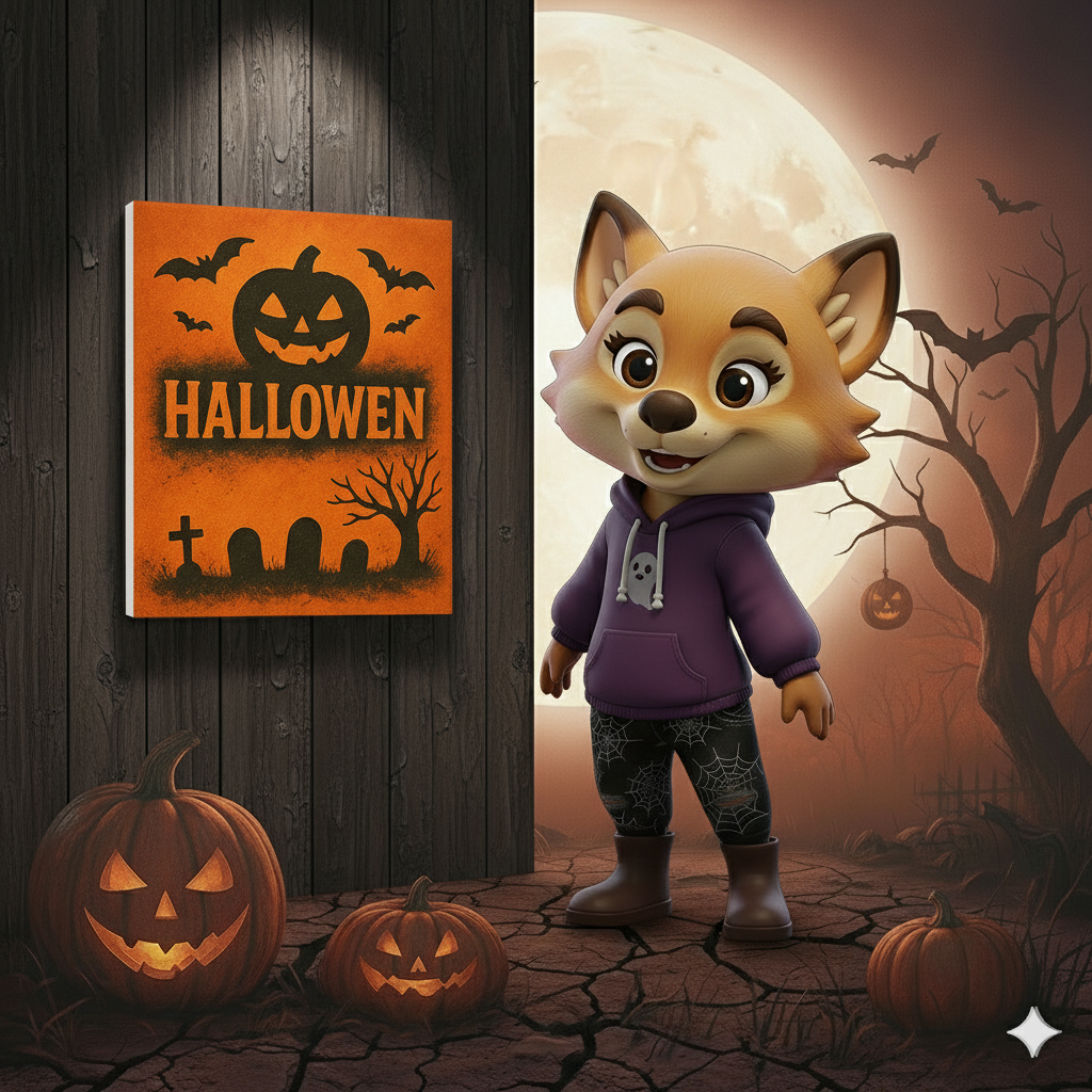 Tableau personnalisé avec motif citrouille et prénom, parfait pour une décoration unique d’Halloween.