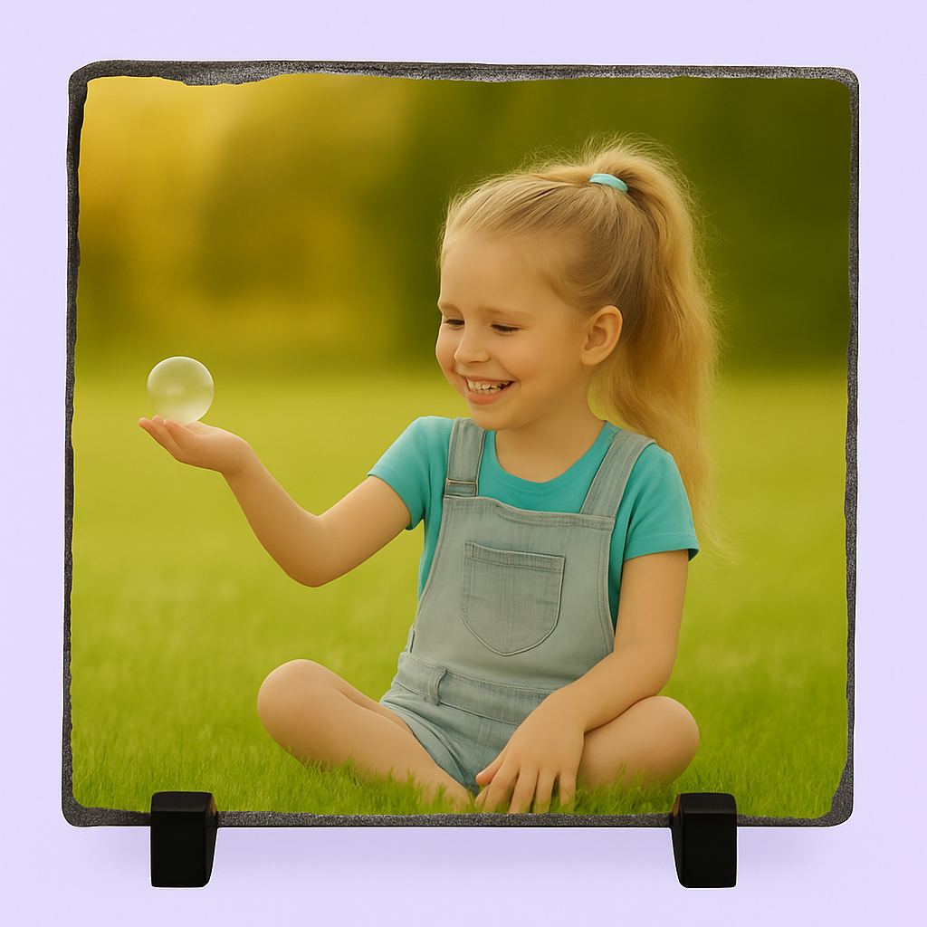 Ardoise personnalisée par sublimation, idéale pour ajouter photo ou message unique.