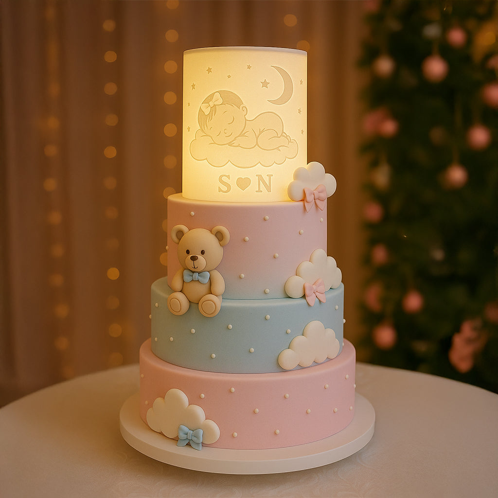 Lampe 3D Hinels spéciale gâteau – Personnalisée, LED RVB & télécommande