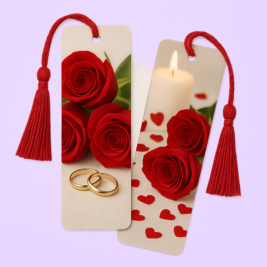 Marque-page mariage personnalisé avec photo, souvenir élégant et unique.