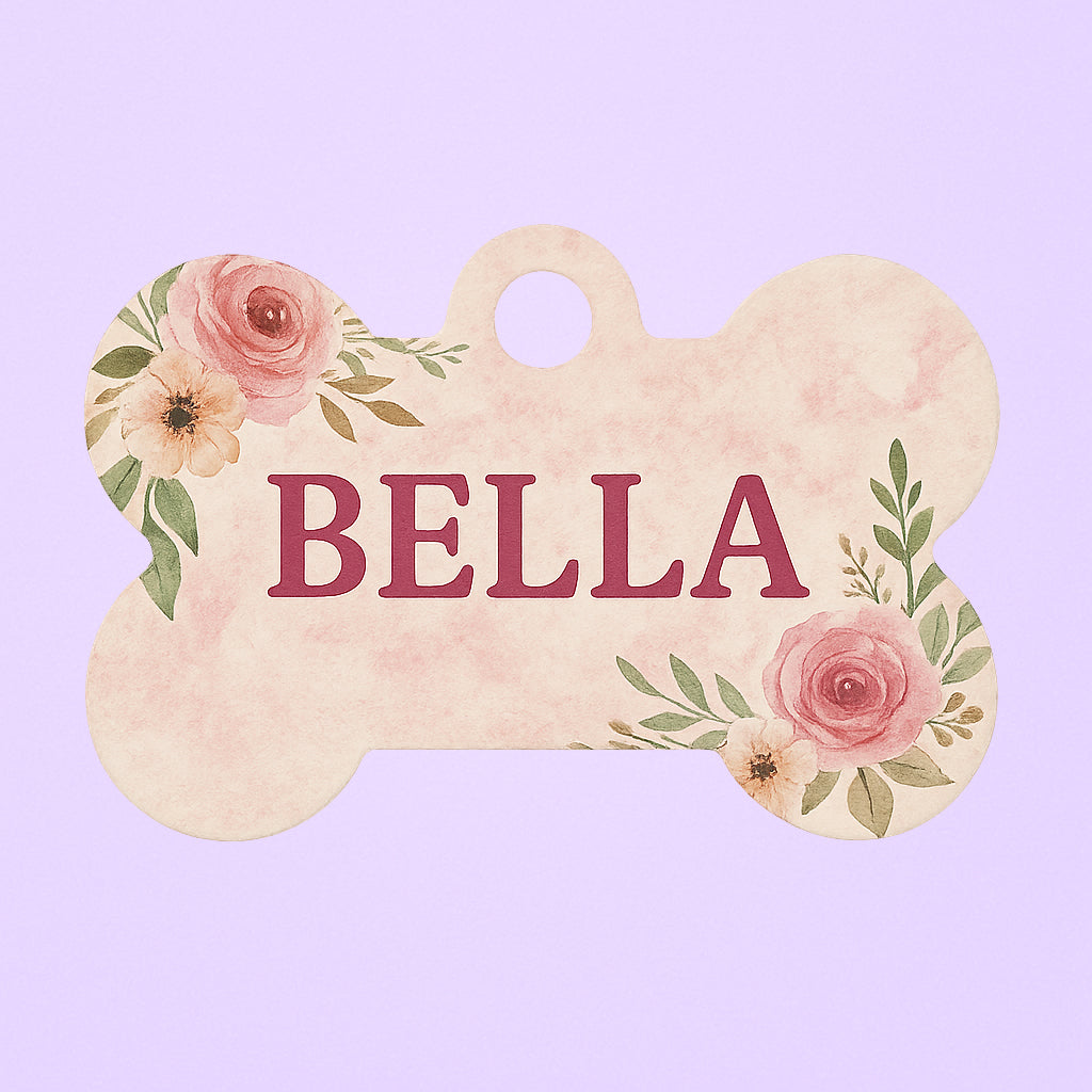 Plaque personnalisée pour chien avec prénom sublimé, pratique et élégante.