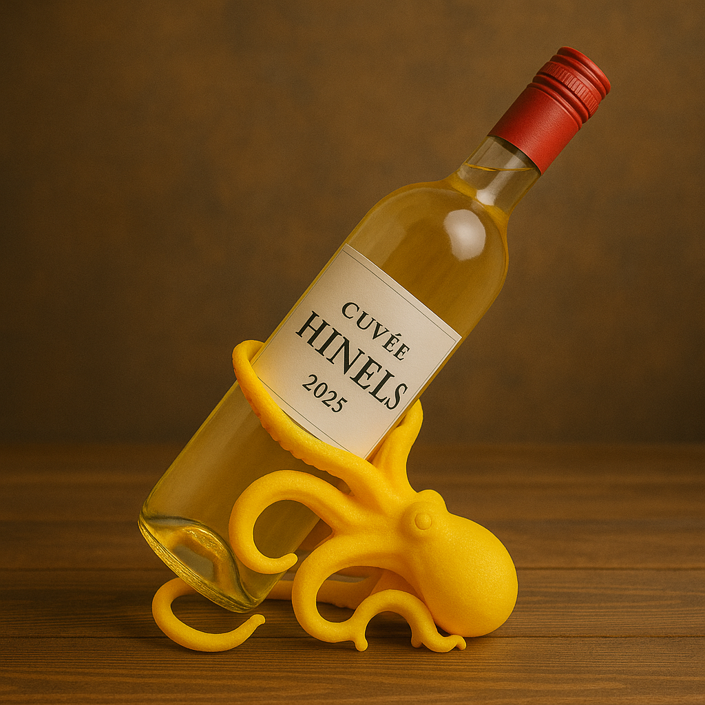 Porte-bouteille Octopus en impression 3D, fabrication française, design original et unique.