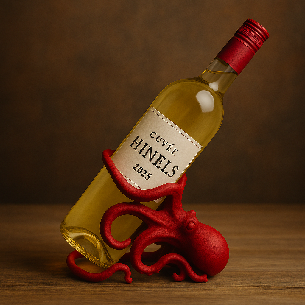 Porte-bouteille Octopus en impression 3D, fabrication française, design original et unique.
