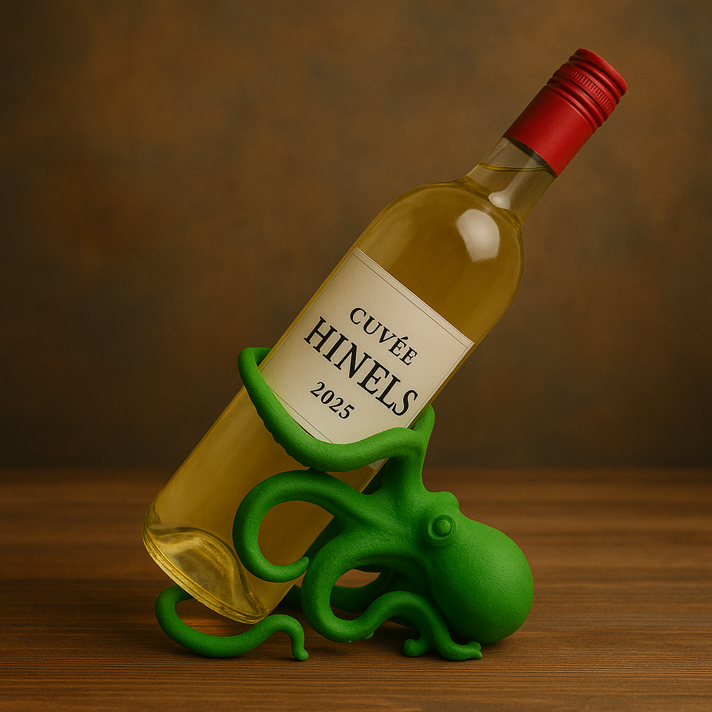 Porte-bouteille Octopus en impression 3D, fabrication française, design original et unique.