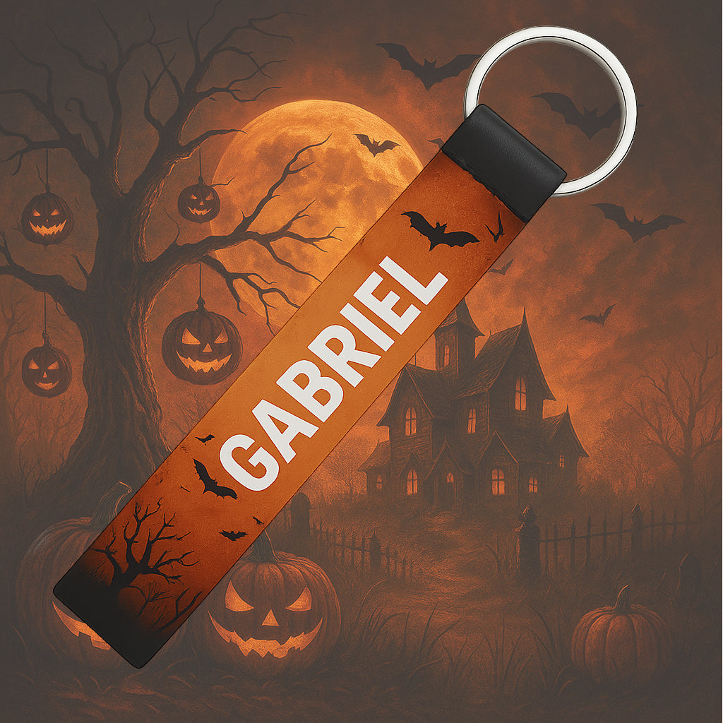 Porte-clé personnalisé Halloween avec design festif, idéal comme petit accessoire ou cadeau original.