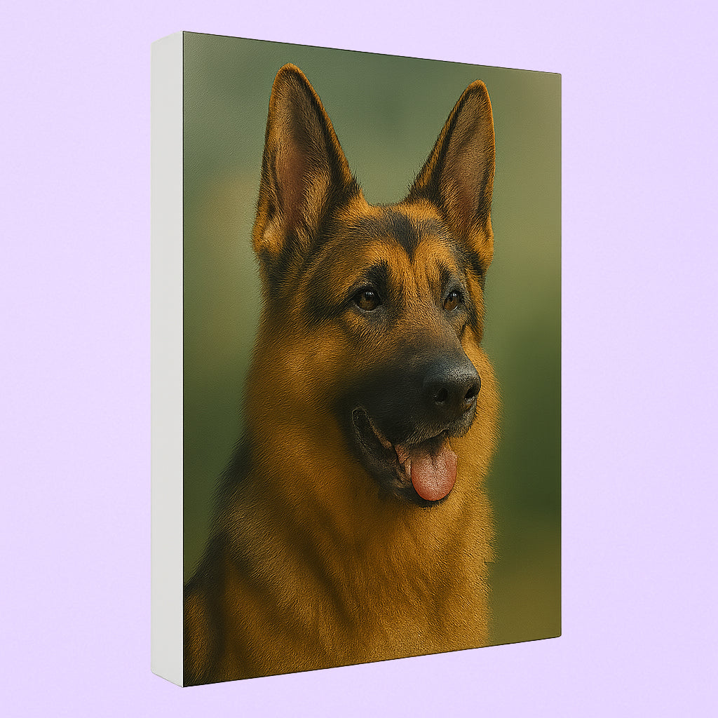 Tableau UVDTF personnalisé chien avec photo magique, souvenir unique et décoratif pour mettre en valeur votre compagnon à quatre pattes.